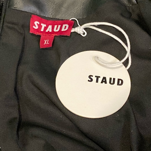 NWT Staud Black Sequin & Vegan Leather Cut Out Mini Dress - Sz XL - Picture 10 of 12